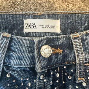 Zara Women's Embellished Denim Jeans